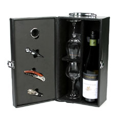 4 Piece Wine Carrier Set with Premium Wine